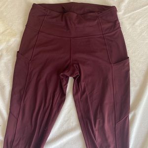 Maroon cropped lulu lemon leggings
